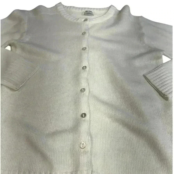 Vintage 100% Acrylic Button Down Cardigan Creamy Ivory Opaque Flat Buttons Sz 38 - Picture 6 of 12